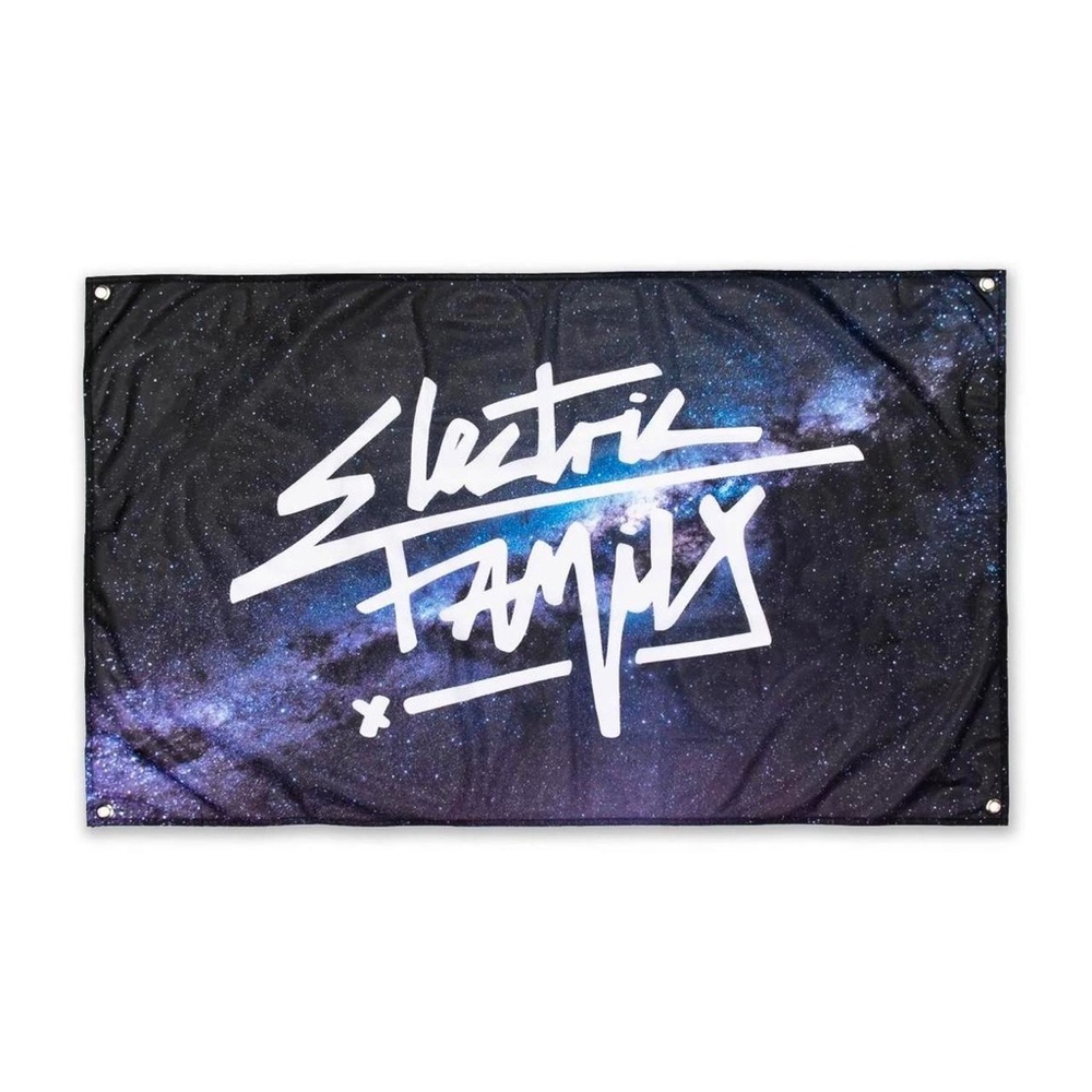 NWT The EF Graffiti Script paint speckle Flag